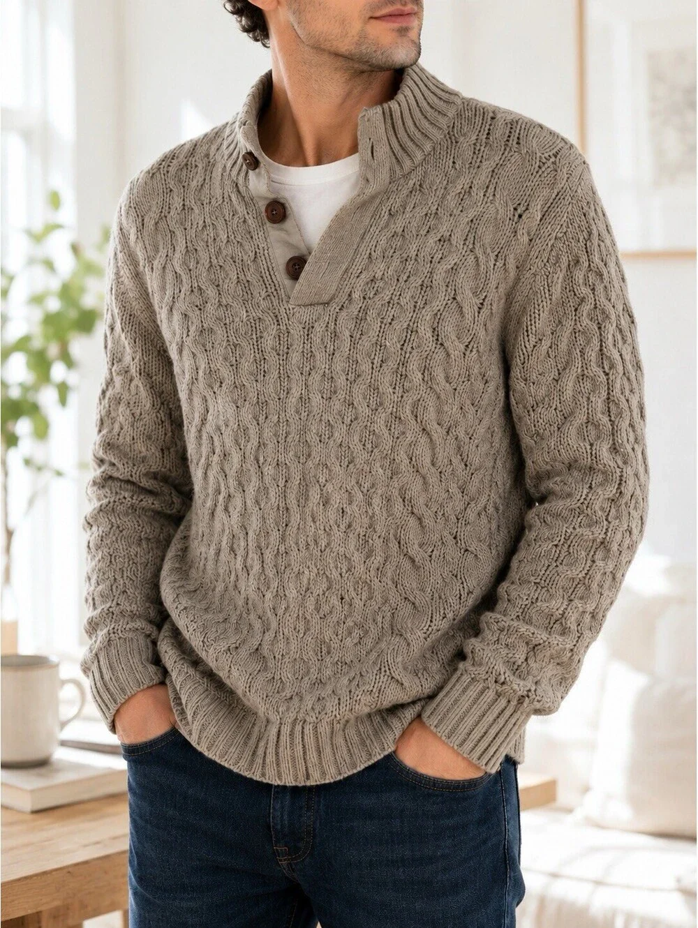 NWOT Vineyard Vines China Cable Knit Sweater Men’s Gray Cotton Wool Size S